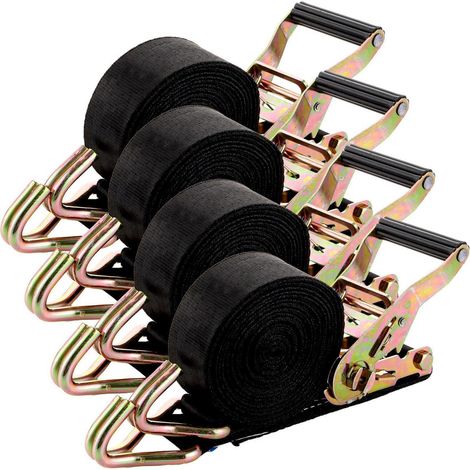 4er Set Spanngurte mit Ratsche 6m, 2000kg, Schwarz, Wetterfest (1/5)