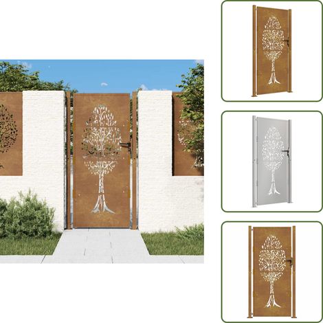 Cancello con serratura - vidaXL Cancello da giardino 100x175 cm in acciaio Corten con design ad albero - Cancello da giardino con design ad albero
