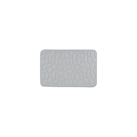 Tapis de bain en mousse à mémoire de forme 50 x 80 cm, tapis antidérapant motif galets, couleur gris clair (1/5)