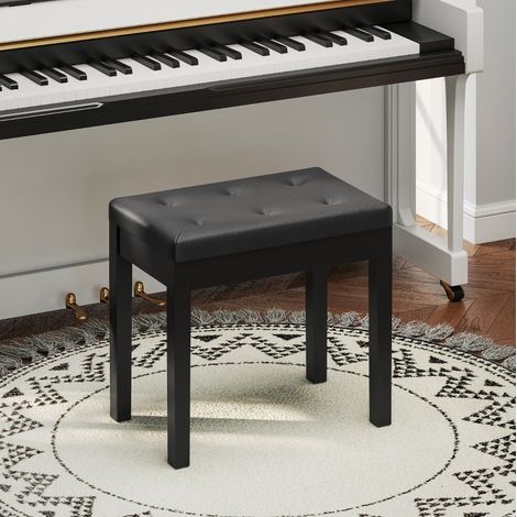 Panca pianoforte con vano portaoggetti, 55 x 34 x 50 cm, similpelle, nera HAVRYA (1/5)