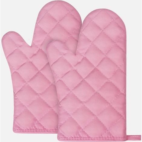 Gants de Four, 1 Paire Gants de Cuisine Coton, Lavable Gant Cuisine Four, Gants de Cuisine Antidérapants, Gant Cuisine Anti Chaleur pour Cuisiner, Barbecue, Cuisson (Rose) (1/4)