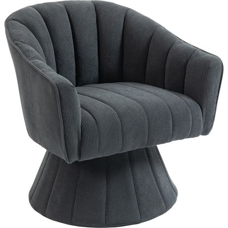 Fauteuil pivotant 360° gris foncé avec assise et dossier rembourrés, accoudoirs enveloppants, structure robuste - idéal bureau et salon (1/5)