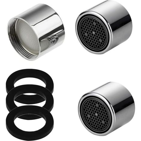 SABIR 3 Pièces Aérateur de robinet, Aerateur Robinet Economie Eau Avec Filtre en Acier Inoxydable pour Robinet Lavabo de Salle de Bain et Cuisine, Comprendre 3 Joints (1/4)