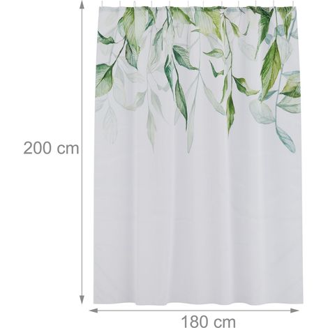 Rideau de douche hydrofuge 180 x 200 cm antimoisissure design moderne en polyester blanc (1/3)