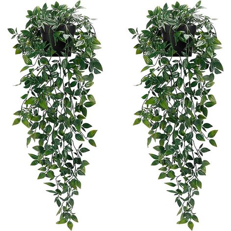 Lot de 2 plantes suspendues une chambre, artificielles, plantes vertes suspendues, un balcon idéales pour décorer, un jardin ou imitation mandala (1/5)