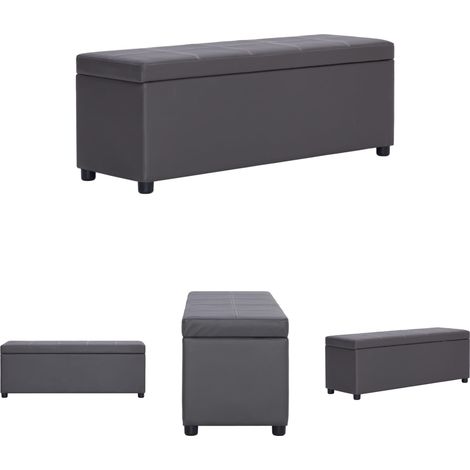 The Living Store Bank mit Staufach 116 cm Grau Kunstleder - Truhen- & Flurbänke (1/5)