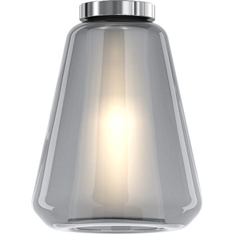 Plafoniera Contemporanea Double Skin Gamma Metallo Cromo Vetro Fumè 1 Luce E27