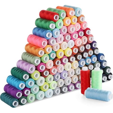 100 Couleurs Fil à Coudre Kit Fils Polyester avec 10 Aiguilles à Coudre, 2 Enfile-Aiguille, Ciseaux à Fil à Coudre et Aiguille Perle pour Couture à la Main ou à la Machine
