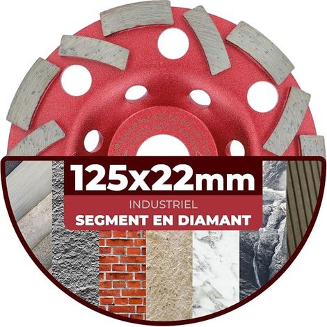 Roue de polissage de coupe diamant de 125mm x 22.23mm - Plaque de ponçage pour béton, colle carrelage et maçonnerie pour gouttières à angle (1/4)