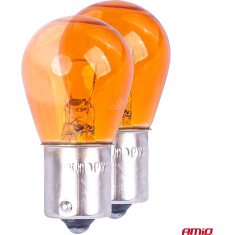 Lampadine alogene PY21W BA15S 12V ARANCIONI, 2 pezzi in blister AMIO-04354/03352 (1/2)