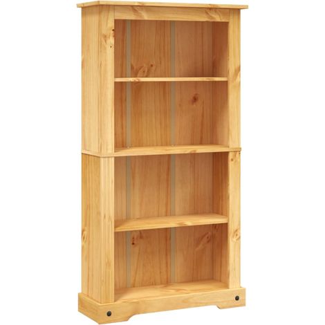 INLIFE Bibliothèque à 4 niveaux Pin mexicain Corona Range 81x29x150 cm (1/5)