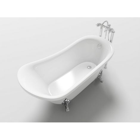 Bagno Italia Vasca freestanding da bagno 160x72x75 cm stile retrò ovale classica con piedini (1/5)