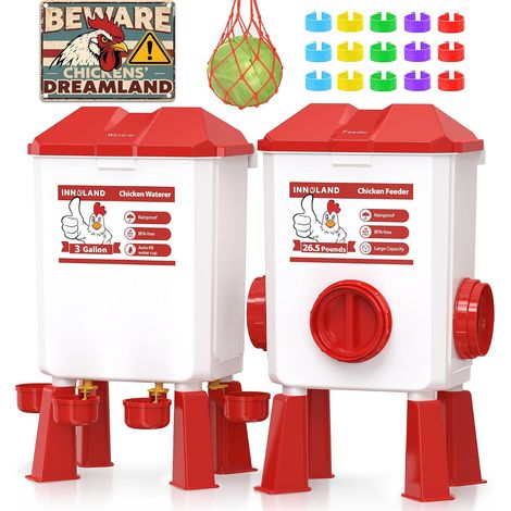 Mangeoire Poules et Abreuvoir Poules Automatique – 12 Kg / 11 L (1/5)
