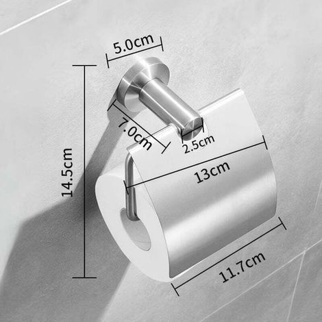 Toilettenpapierhalter mit Deckel, gebürsteter Edelstahldraht, zur Wandmontage (1/3)
