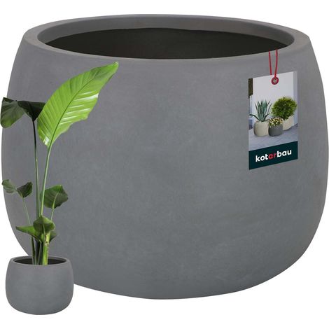 KOTARBAU® Pot de Fleur Interieur, Cache Pot Plante Ø 47 cm, Fibreclay, Pot pour Orchidées, Pot de Fleurs, Vase de Sol, Aspect Béton, Beige (1/5)