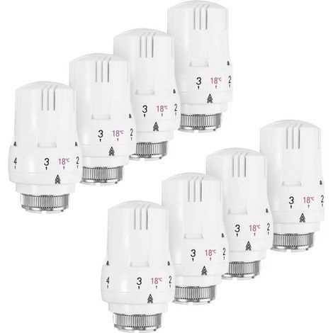 Lot de 8 Tête Thermostatique, Robinet Thermostatique Radiateur, Tete Thermostatique Radiateur, Valve de Radiateur Thermostatique M30 x 1,5 (1/5)