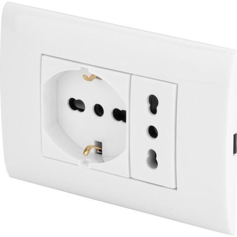 Elektrische Steckdose Poly Pool PP6094X weiß 2 Steckdosen Einbau