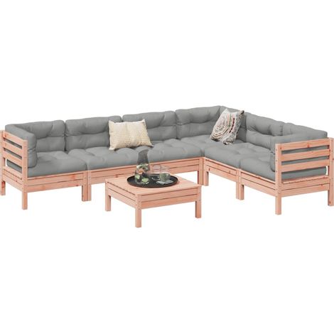 7-tlg. Garten-Sofagarnitur mit Kissen Massivholz Douglasie (1/5)