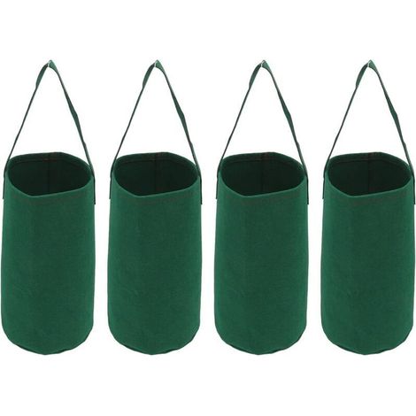 Ensemble de 4 pots de fleurs inversés, sacs de culture de fraises de tomates de jardin suspendus, sacs de culture suspendus