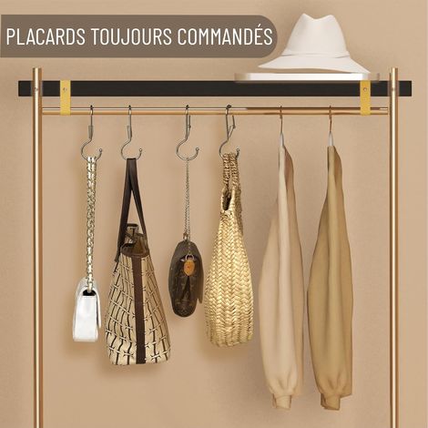 lot de 6 crochets torsadés en métal en forme de S avec système antichute, pour sacs, accessoires et penderie, crochets robustes d’organisation, argenté T (1/3)