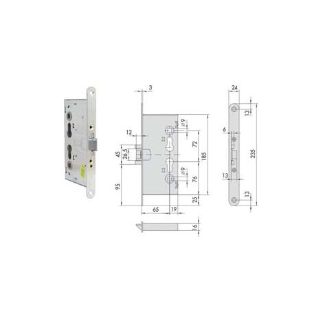 Serratura Da Infilare Antipanico Per Porte Tagliafuoco 43120 - mm.65 (43120650)