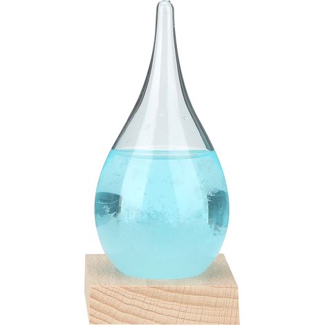 Bouteille Prédictive Météo en Verre en Forme de Goutte - Décoration d'Intérieur Bleue