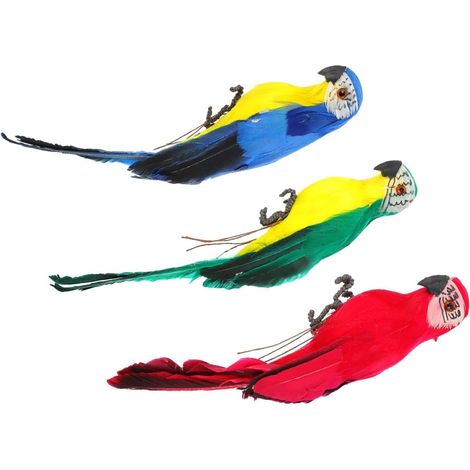 Dekoration aus Schaumstoff 3 farbige künstliche Vögel