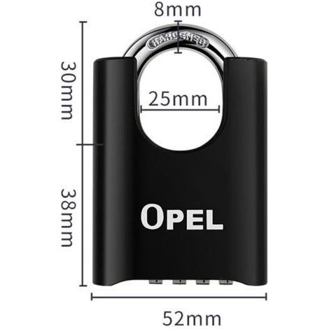 Cadenas Code 4 Chiffres, 52mm Cadenas Extérieur Etanche, Robuste et Antivol, 8mm Loquet Cadenas à CombinaisonNoir, faisceau couvert-50 mm