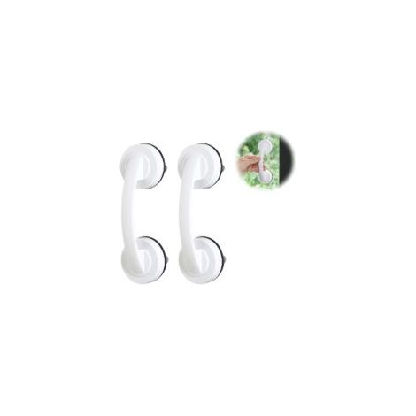 barre dappui wc, poignée ventouse, 2PCS Rails dappui à ventouse antidérapants pour personnes âgées, Rail dappui à ventouse pour porte en verre, rail dappui pour douche portable (Blanc) (1/5)