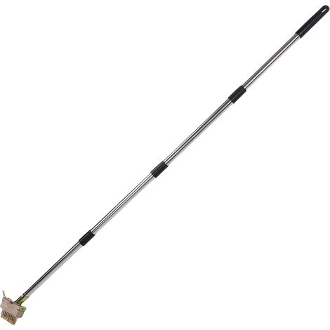 Outil de désherbage pour fissures 2 en 1, crochet en acier inoxydable avec long manche de 1,6 m et brosse en laiton, outil manuel pour désherber les fissures de pavés, trottoirs, allées, patios et jar (1/5)