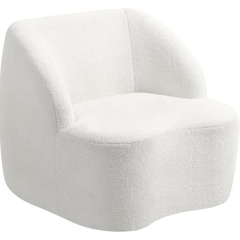 Sillón moderno de poliéster color blanco crema, asiento individual acolchado (1/5)