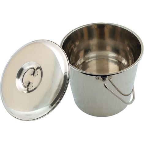 Laser Tools – Seau inox 12L Ø 27,8cm – Résistant à la rouille et aux produits chimiques – Pour lavage véhicules, hôpitaux, aquariums, toilettes sèches