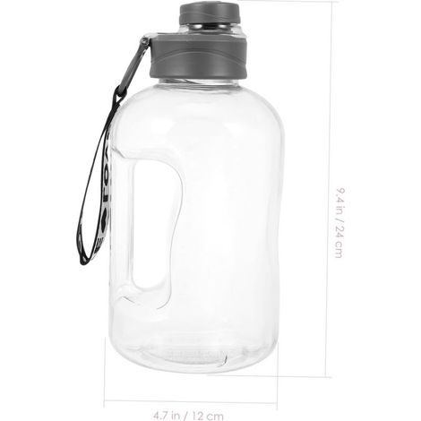 Gourde isotherme grande capacité 1700 ml, en plastique gris, pour le sport, la randonnée et le fitness (1/4)