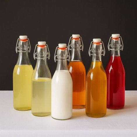 Bouteilles en verre a bouchon a clip lot de 6 - fermeture hermetique etiquettes (1/5)