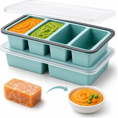 Lot de 2 Bacs Congélation Silicone avec Couvercle pour Soupe (1/5)