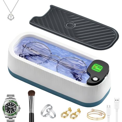Ultraschallreinigungsgerät für Brillen, 300 ml professioneller Ultraschallreiniger mit 2 Reinigungsmodi, USB-Ultraschallreinigungsgerät (1/5)