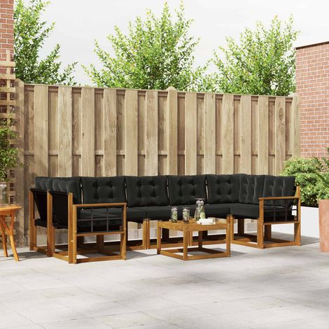 vidaXL Outdoor-Sofagarnitur mit Kissen 8 pcs Natürlich und Schwarz (1/5)