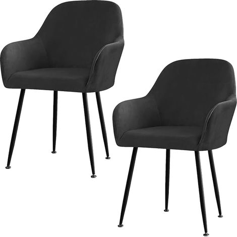 Stretch Velvet Chair Cover Chair Cover with Armrests Dining Room Chair Covers Living Room Hotel Restaurant Black