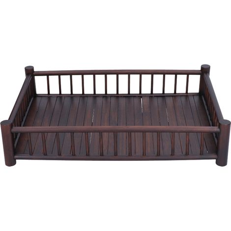 Plateau rectangulaire en bambou pour thé Kung Fu, plateau accessoire, contenant alimentaire, rangement café, décoration chinoise, marron foncé (1/5)