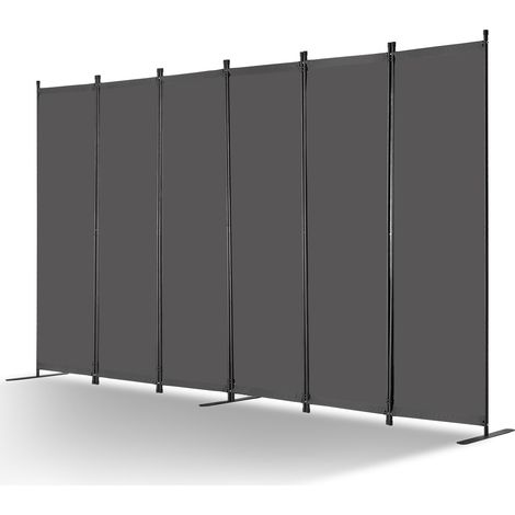 Paravent Multifonctionnel à 6 Panneaux, Cloison de Séparation Autoportant 311 x 180,5 cm, Séparateur de Pièces Intérieur Pliable, Brise-vue pour Confidentialité, Bureau, Chambre, Salon, Gris (1/5)