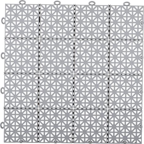 Dalle Plastique Grise Clipsable Épaisseur 12mm - Motif Carreaux 30x30 cm - Usage Intensif Extérieur - Lot de 11 Dalles (1 m²) (1/4)