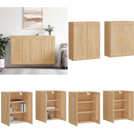 Armoires murales 2 pcs chêne sonoma bois d'ingénierie - Rangement murale - Bois d'ingénierie (1/5)