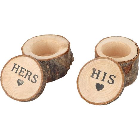 Wooden Ring Storage Box, Trunk Branches, Rustic Style Wooden Wedding Ring Box for Wedding (His and Hers) (1/5)