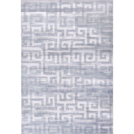 Tappeto Tessuto grigio Motivo geometrico per riscaldamento a pavimento Fondo antiscivolo 140 x 200 cm Beydag