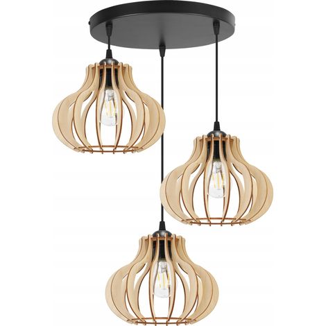 Hängelampe, Deckenleuchter, Holz, LED-Lampenschirm