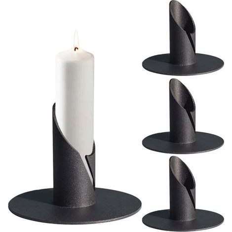 Bougeoir - BEIJIYI - Lot de 4 - Noir - Métal - Intérieur (1/5)
