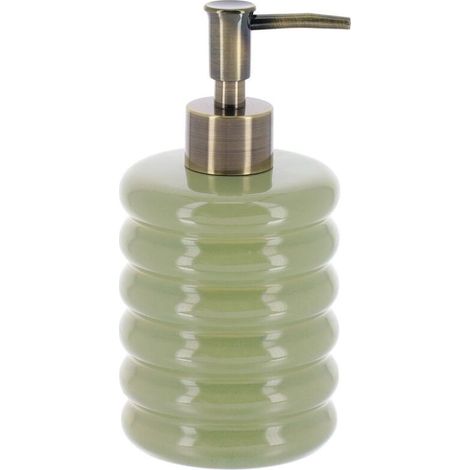 Distributeur a savon en gres facon 70 s 400ml - vert olive - (1/2)