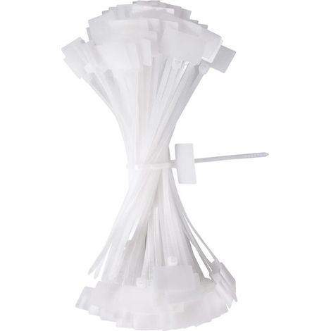 Fascette stringicavo in plastica bianca – 150 mm × 3 mm, confezione da 100 per gestione cavi, etichettatura e giardinaggio.