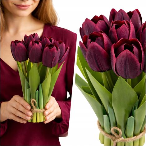 Bouquet di tulipani di 20 cm, che riproduce fedelmente l'aspetto di un tulipano in schiuma di silicone a grandezza naturale. (1/5)