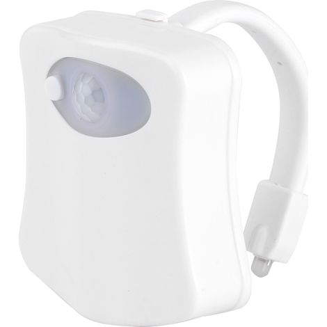 Lot de 8 cache- WC lumineux à détection de mouvement, double capteur automatique, lampe de nuit suspendue pour salle de bain (1/5)